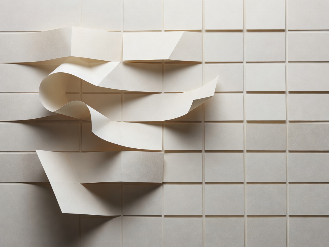 Soft-lit three-dimensional paper panels transforming into an ordered grid of record fields
