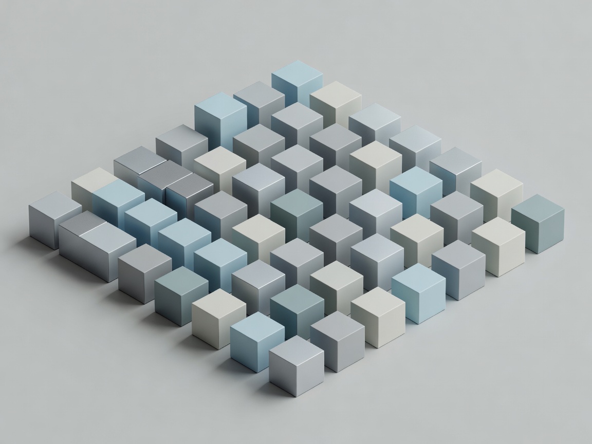 Soft-lit three-dimensional blocks arranged into a structured planning grid